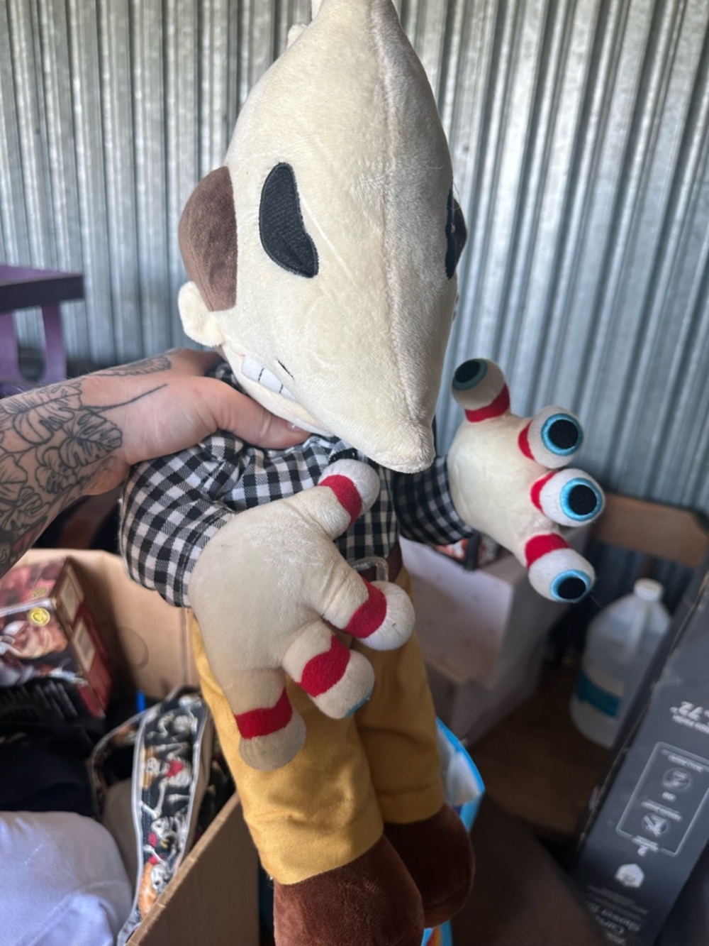 Plush beetle juice Character in Cream, Brown and Yellow